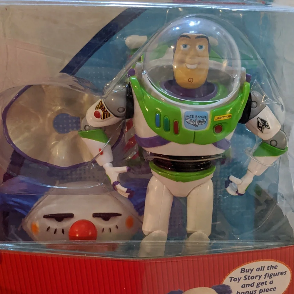 Rare Toy Story Buzz Lightyear Action Figure Figurine Pack Bonus Chuckles Head